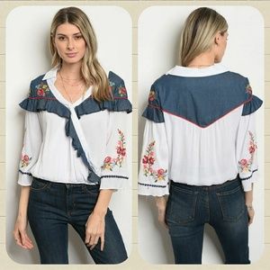 OFF WHITE BLUE DENIM TOP